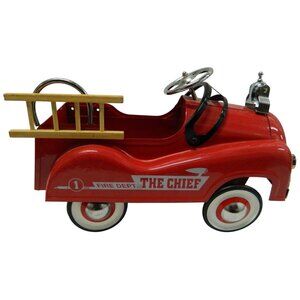 Christmas Farm Decor Red Metal Pedal Car "The Chief" Fire Truck Dept. Flower Pot